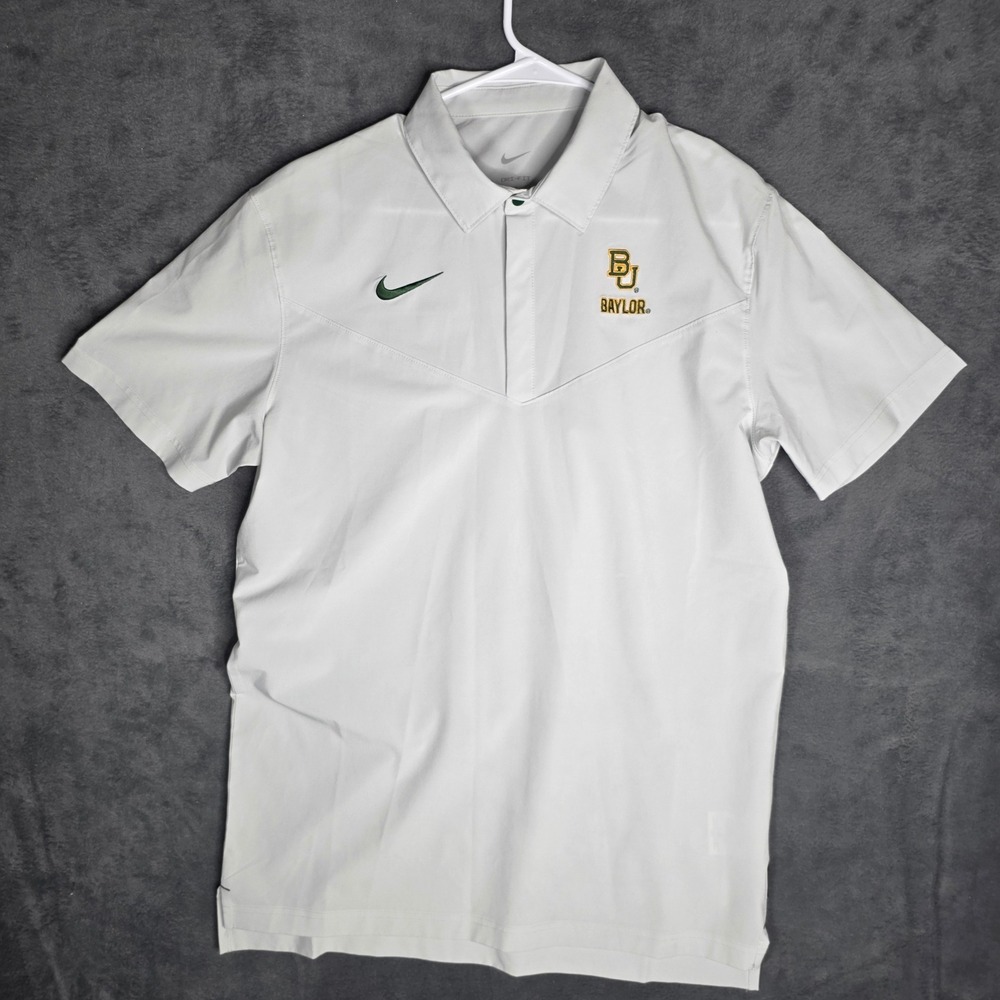 Nike Baylor Bears Dri-FIT Polo Shirt Mens Medium Gray Snap Button Golf Sport